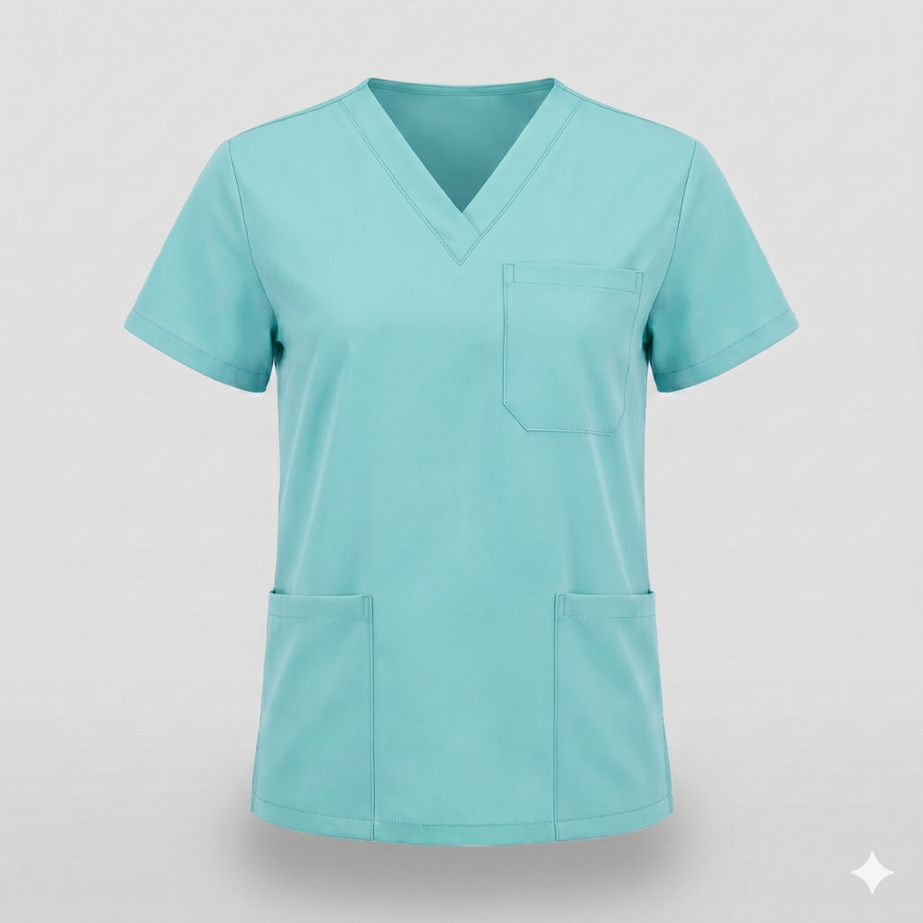 Camisa Scrub Feminino Verde Água Queima de Estoque Profissional Enfermagem Hospital Clínica Saúde Últimas Unidades Promo