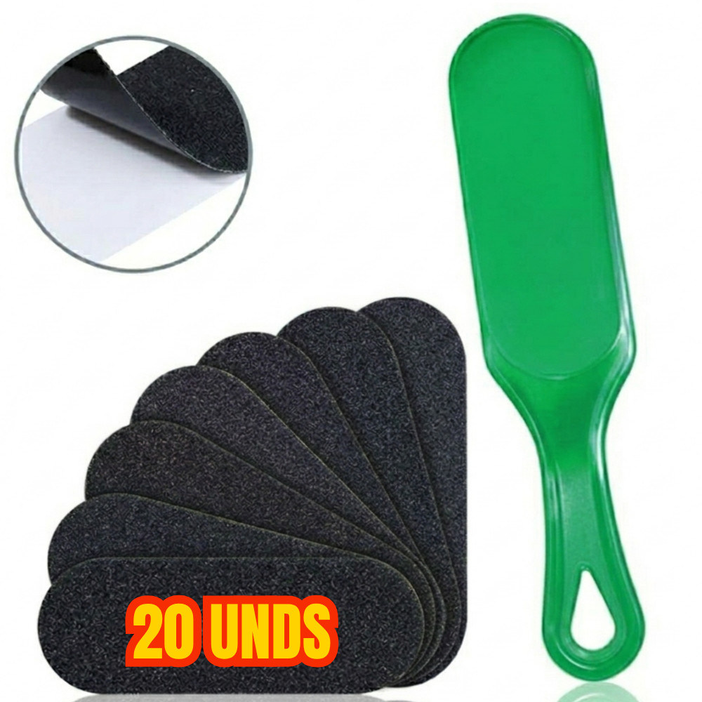 Kit 20 Lixas de Pés Refil Descartável + 1 Base Suporte Anatômica Pedicure