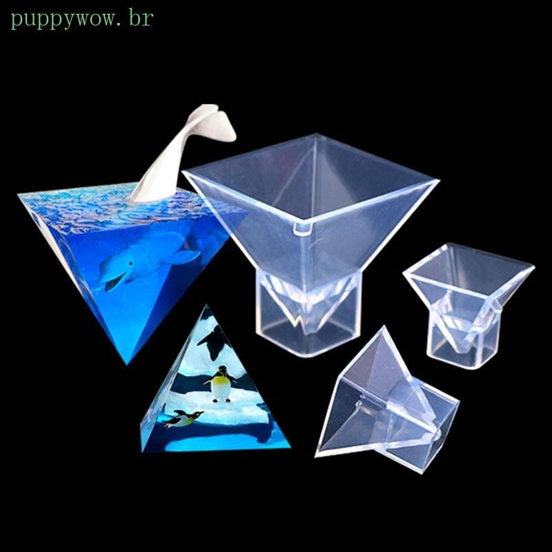 PUP 3D Pirâmide Forma Epóxi Molde Silicone Mesa Macio Cerâmica Gesso Ornamento Resina Fundição Jóias Ferramenta