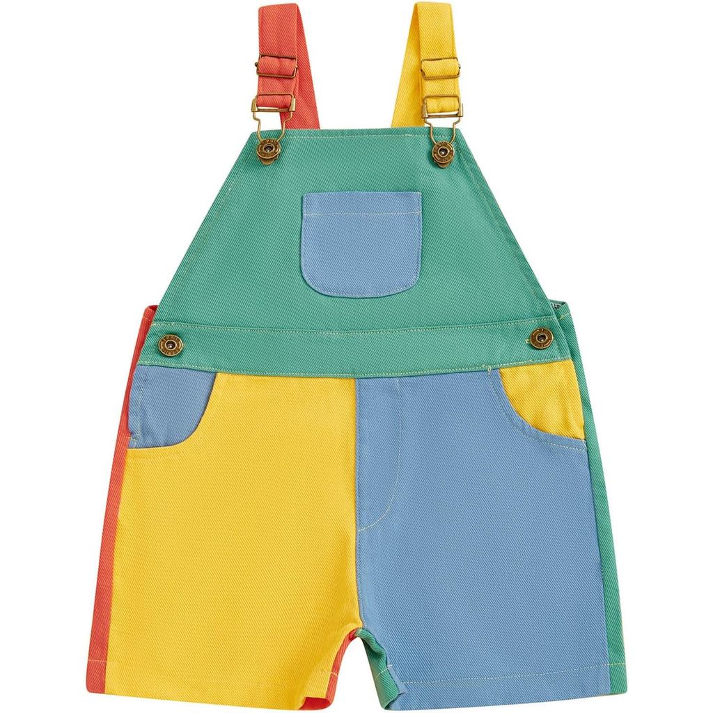 Macacão Curto para Bebês Meninos e Meninas TheFound, Macacão com Suspensórios em Cores Contrastantes e Alças Ajustáveis,