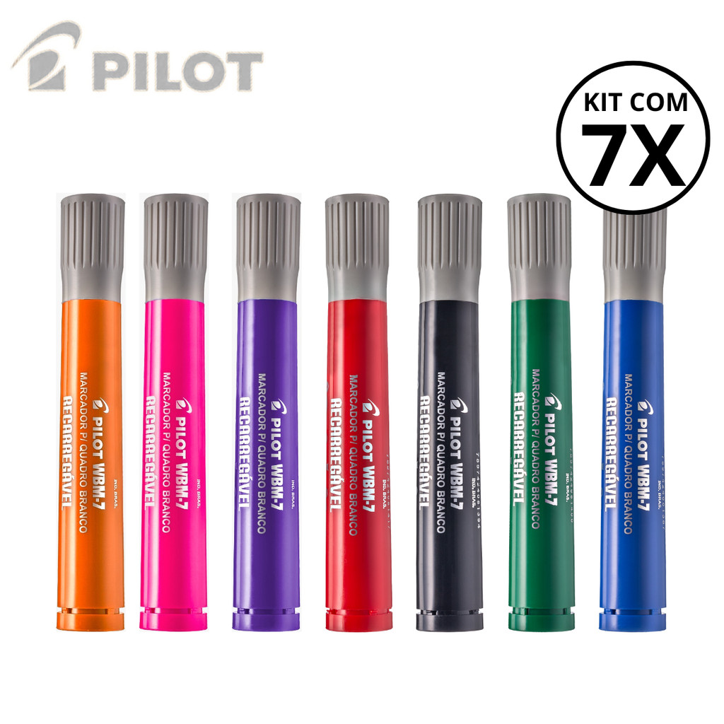 Kit 7 Marcadores Para Quadro Branco Recarregável - WBM-7 PILOT