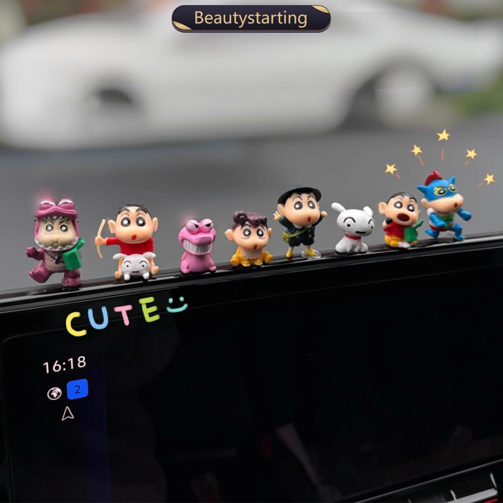 BEAUTYSTARTING 8 Pçs/Set Crayon Shin-chan Engraçado Pose Figura Console Central Do Carro Painel Navegador Decoração De T