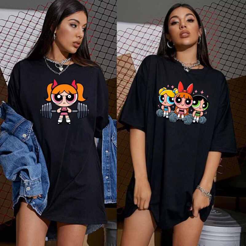 Camiseta camisa Academia Gym fitness T-shirt as meninas super poderosas blusão Treino camisa streetwaer premium