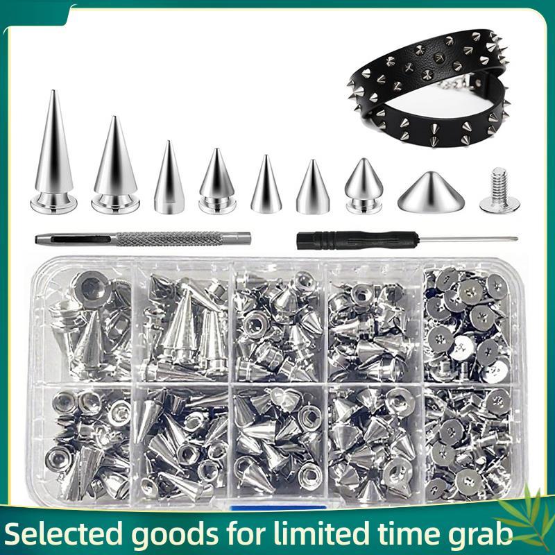 Jerry99354 Peças Kit De Pontas E Tachas Punk-8 Tamanhos De Cone , Pinos Árvore De Metal Para Couro , Roupas Faça Você Me