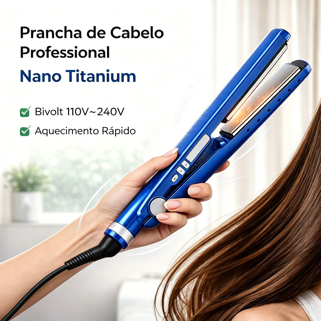 Chapinha Profissional Bivolt 450F Prancha Alisadora Nano Titanium para Alisar e Modelar