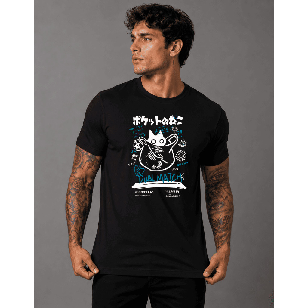 Camiseta Masculina Algodão Confortável Gato Gatinho Pet Streetwear Macia Academia