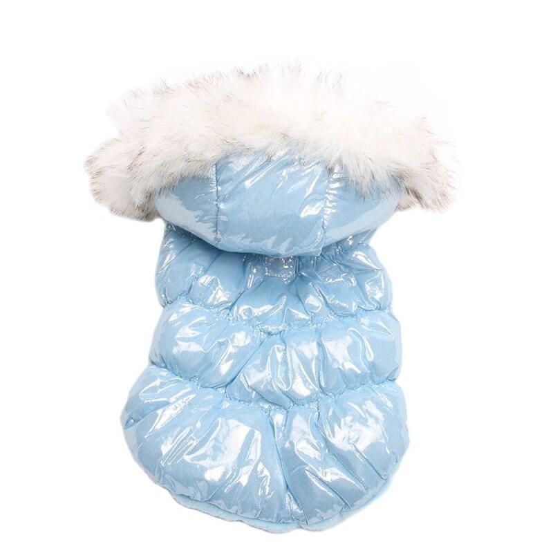 Cães E Gatos Casaco Quente Jaqueta Com Trela Fivela Design Pet Filhote De Cachorro Capuz Vestido Roupas De Inverno Roupa