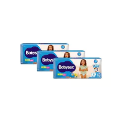 Kit 3 Fralda Babysec Ultrasec Tamanho XG Pacote Mega 30 Unidades