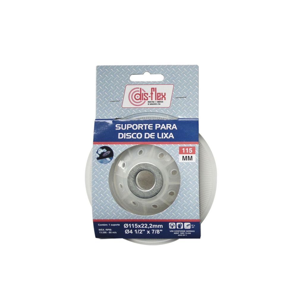 Suporte Disco Lixa 115mm Semi Flex p/ Esmerilhadeira - Disflex