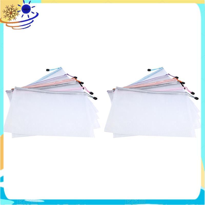 [Le's Shop] 12 Pcs A4 Zip Lock Sacos De Arquivo Com Zíper De Malha Pastas De Documentos Bolsa De Armazenamento De Viagem