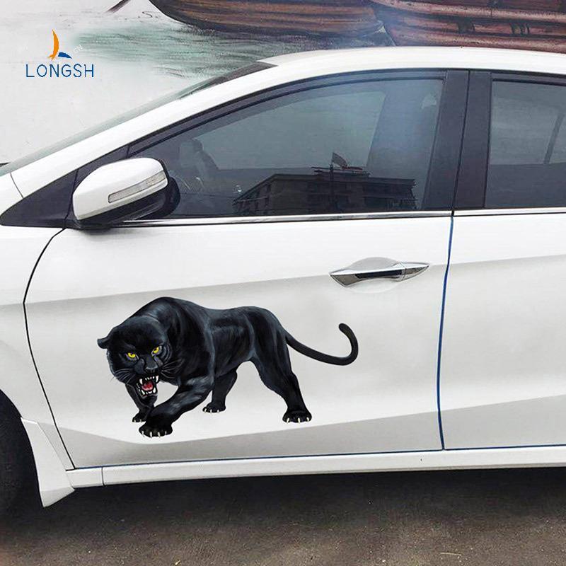 [LongSH] Desenho Animado 3D Car Stiers Animal Bla Panther Roaring Bumper Capacete De Motocicleta Decalque Capa De Vinil