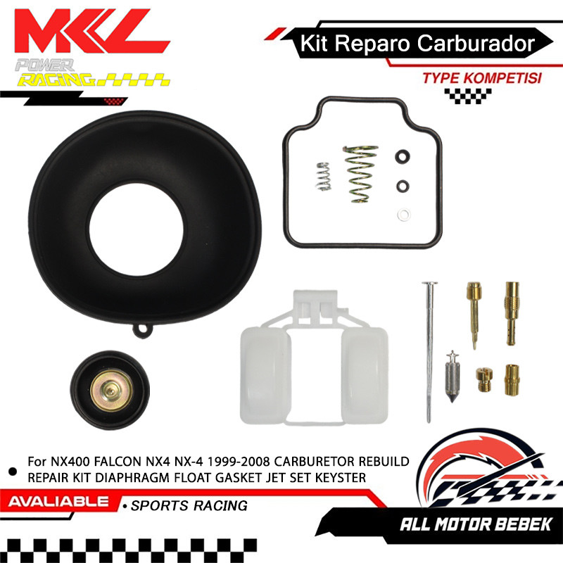 Kit Reparo Carburador Compatível Falcon 400 NX400 NX4 NX-4 1999 a 2008  Diafragma Boia Giclê Junta Completo Durável