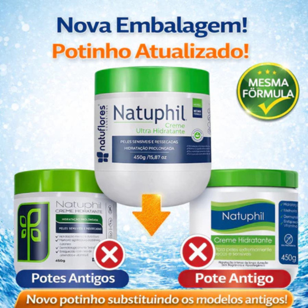 Creme Ultra Hidratante Hipoalergênico Natuphil Vegano sem Parabenos Peles Extra Seca 450g · foto 2