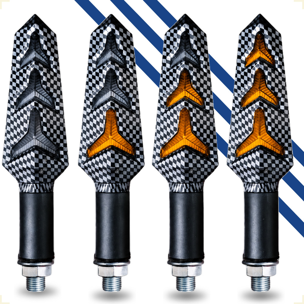Pisca Seta Led Flecha Moto Sequencial Cb 600 Xj6 Cb 300 Cg 150 Titan Xt Modelo Estrela Carbono