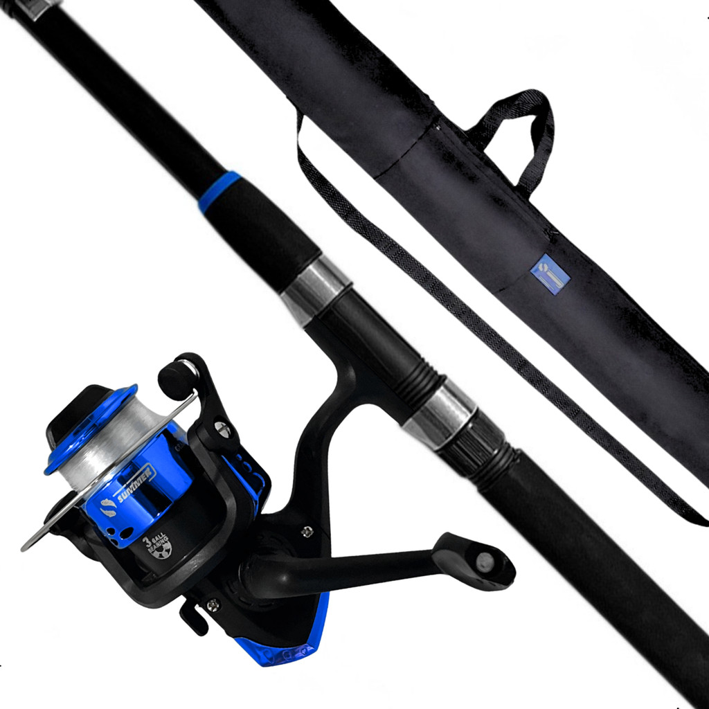 Kit Vara Pesca Praia C/ Molinete 2,70m 3,00m e 3,60m Telescópica + Porta Vara 1m + Linha - Vários Tamanhos