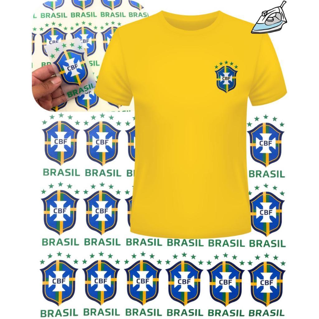 KIT BRASIL COPA 2026 Etiquetas Personalizadas DTF textil Termocolante Brasão Brasil 8CM