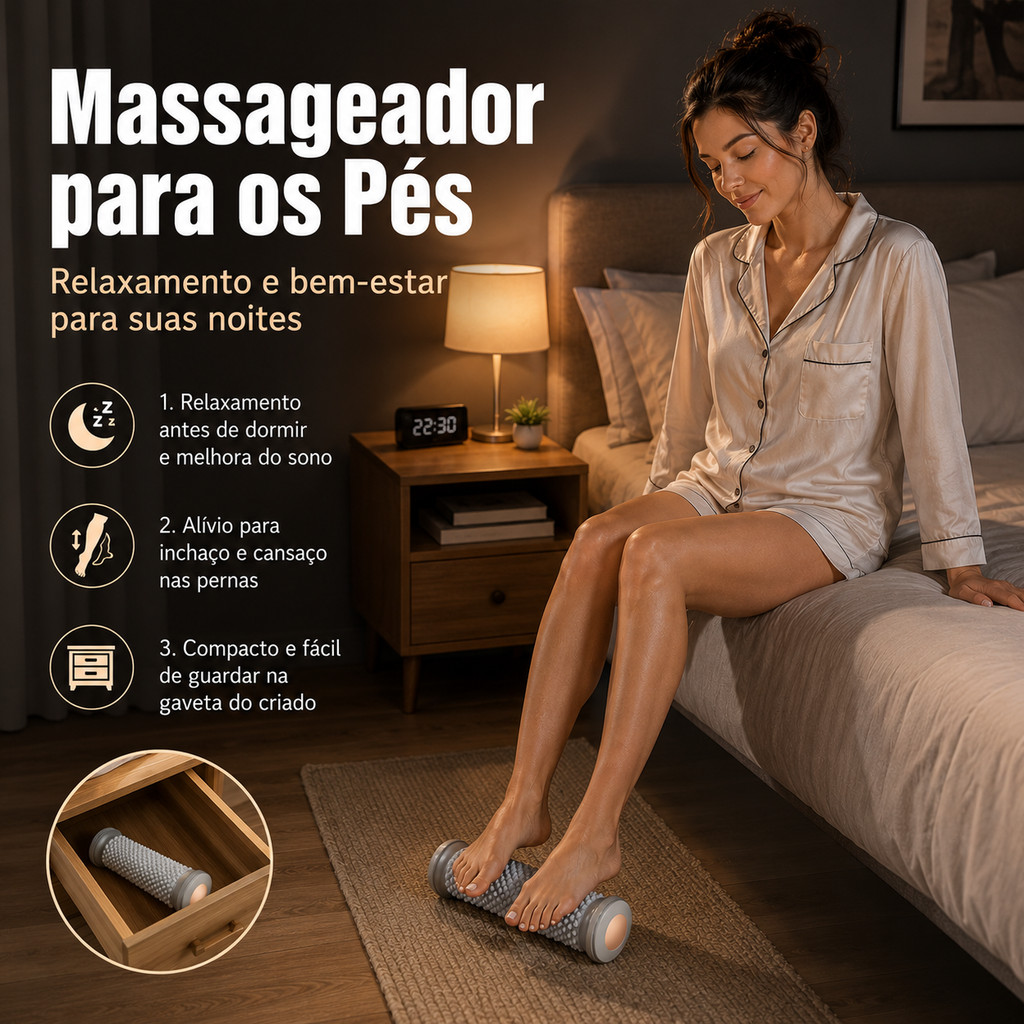 Massageador Pés Yoga Rolo Massagem Bola Manual Relaxamento Muscular Cuidados Fáscia Plantar Bem-Estar Integral