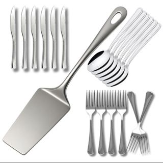 ESPATULAS INOX PARA  BOLO  + 6 GARFOS + 6 COLHERES + 6 FACAS