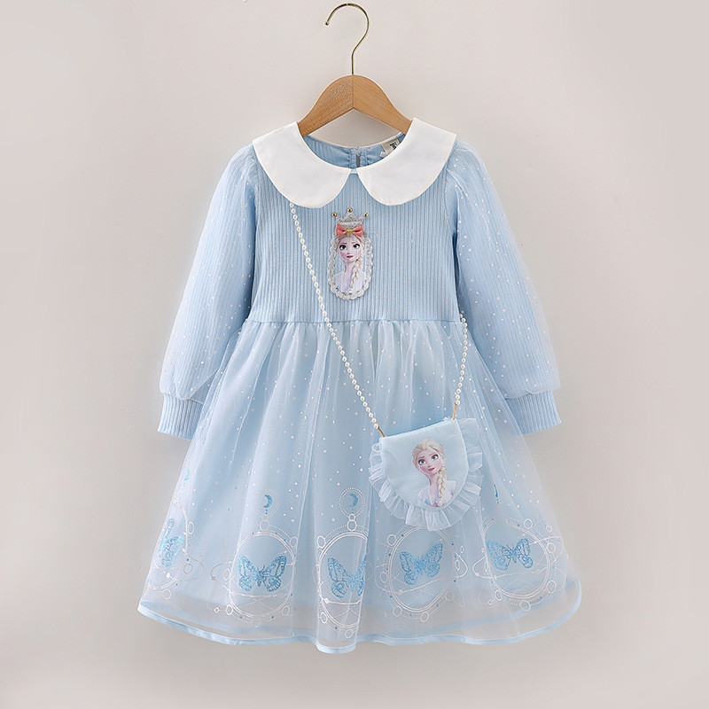 Elsa vestido de princesa meninas vestido 2026 novo estilo de manga comprida versão coreana vestido outono crianças vesti