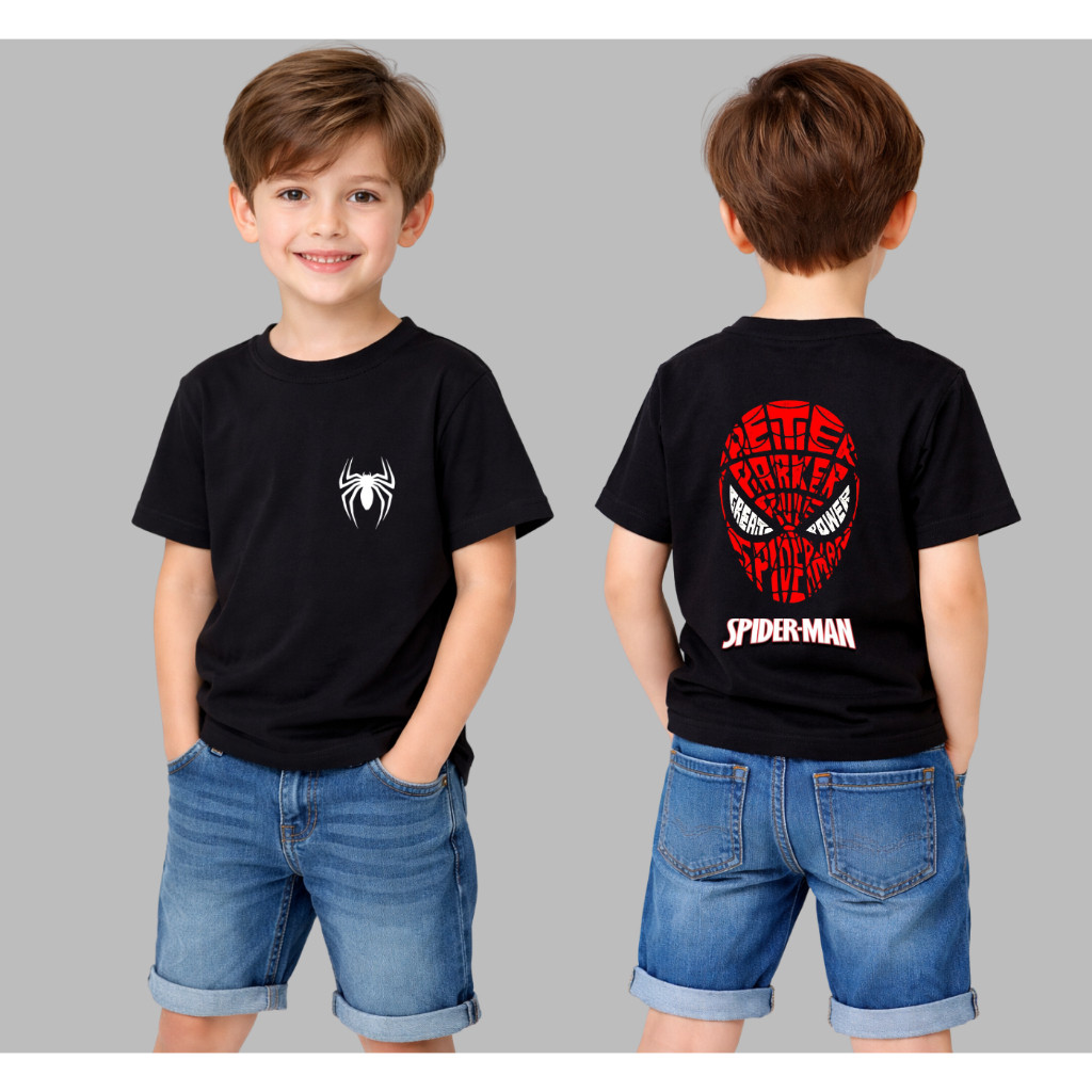 Camiseta Infantil Homem Aranha Spider Man Teia Algodão Leve 4 ao 14 Meninos Estampada