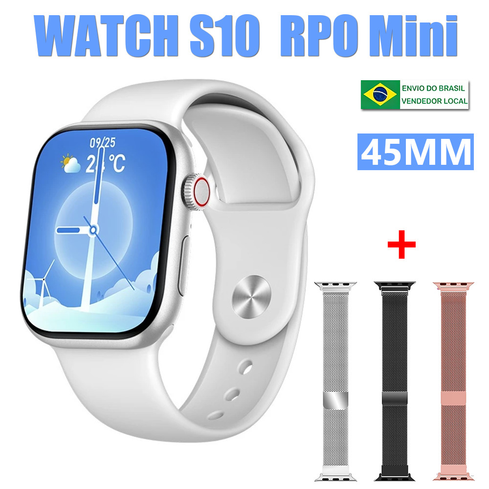 2026 Mini Relógio Inteligente Feminino S10 PRO Watch Pro Série10 | Conexão Bluetooth Monitor Cardíaco + Kit 7 Pulseiras