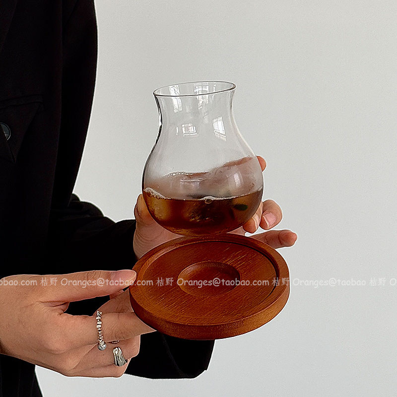 Novo tipo de tambor chinês copo de vidro ins copo de café gelado bebida vidro de fermentação fria copo de vinho ocidenta