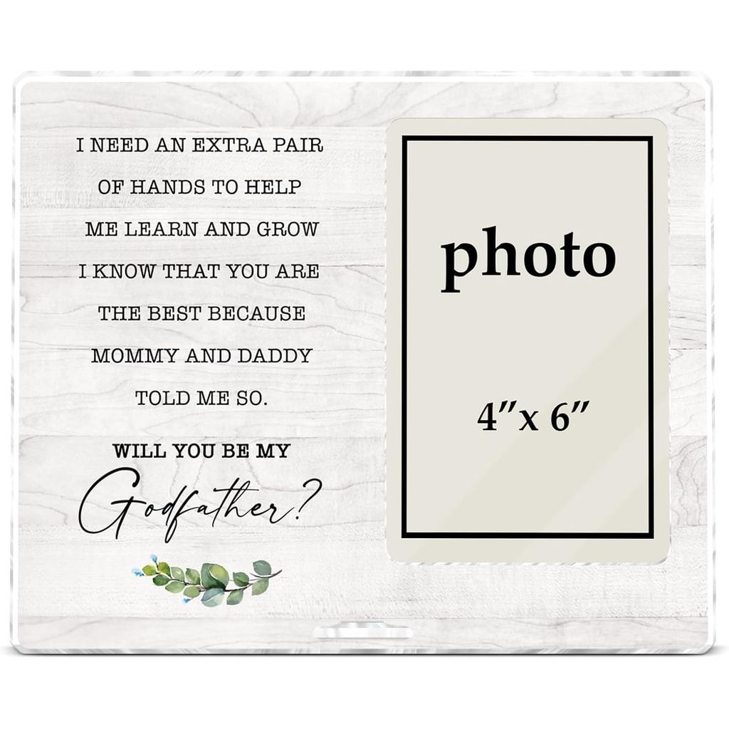 Porta-retrato "Será Meu Padrinho?", Presente de Pedido de Padrinhos, Presentes de Batismo para Padrinhos, Porta-retrato