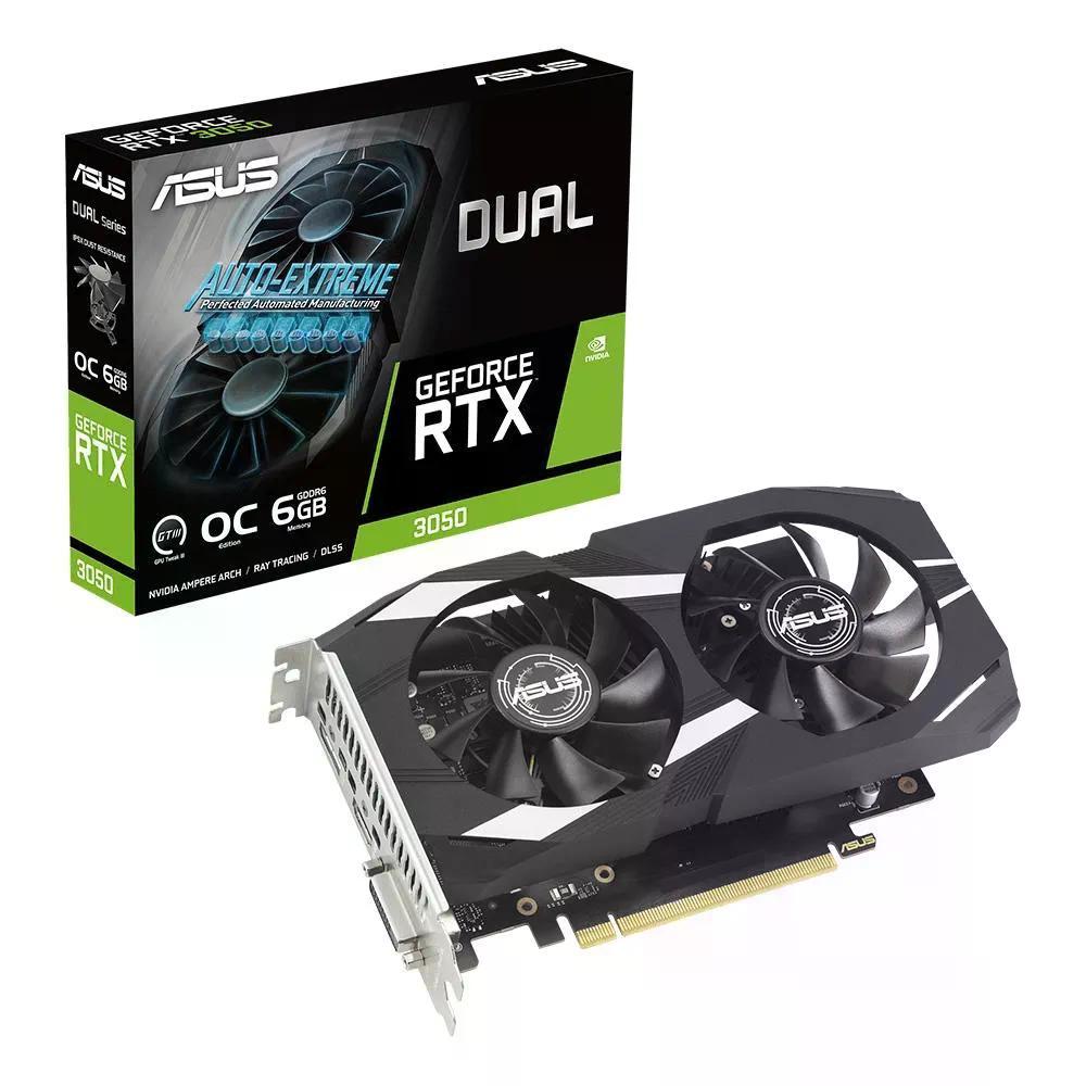 Placa de Vídeo ASUS Dual GeForce RTX 3050, 6GB, GDDR6, DLSS, Ray Tracing, 90YV0K61-M0NA00