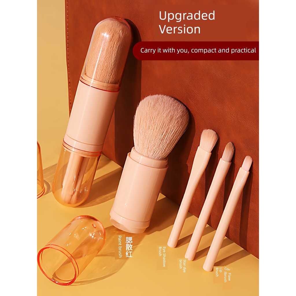 kit pincel maquiagem profissional pincel maquiagem Pincel de maquiagem portátil quatro-em-um multifuncional Blush escova