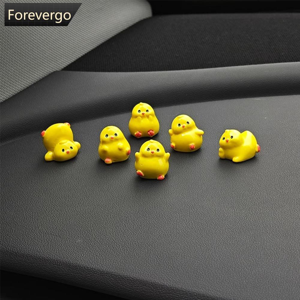 FOREVERGO 3 Pçs/6 Console Central Do Carro Painel Navegador Tela Decoração Mini Pintinhos Amarelos Ornamentos Acessórios