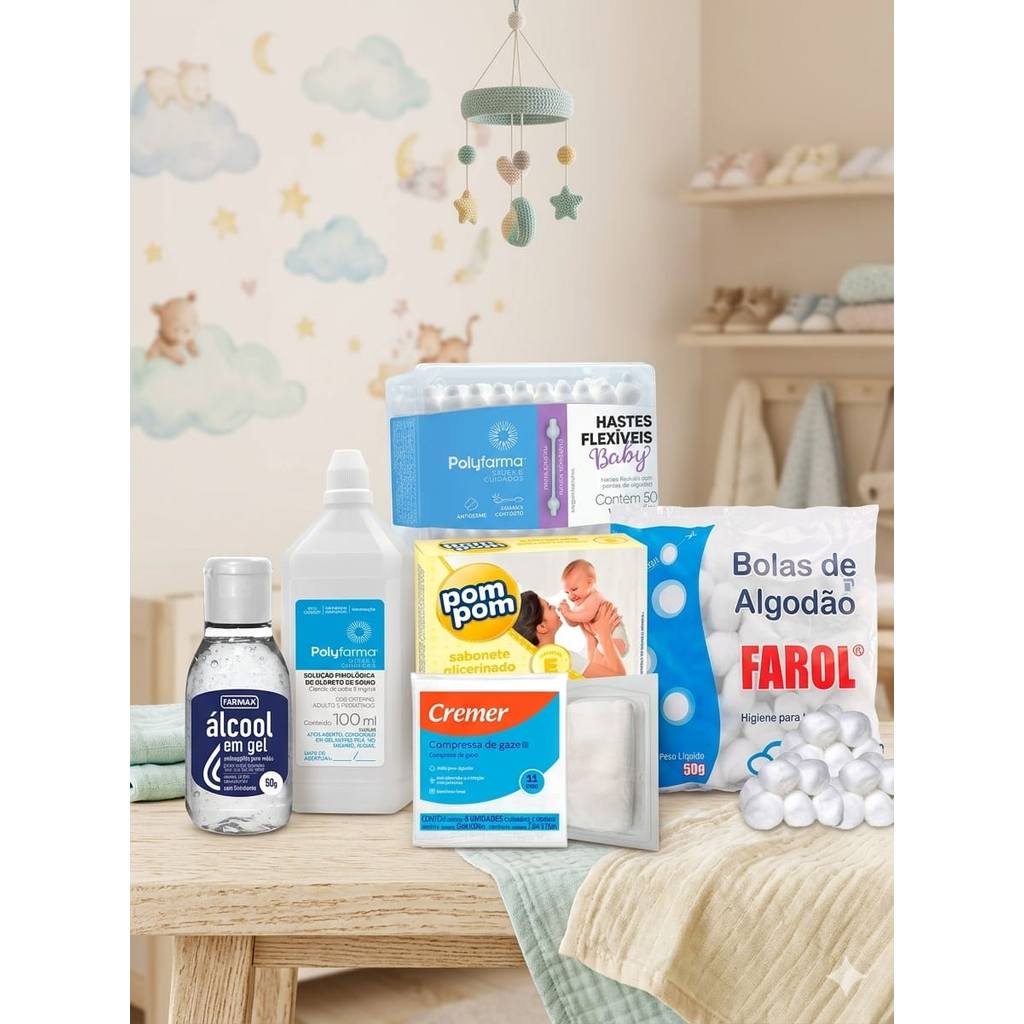 Kit Bebe Recem Nascido Maternidade Cuidados Em Casa Mãe e Bebê Pós Parto 7 itens