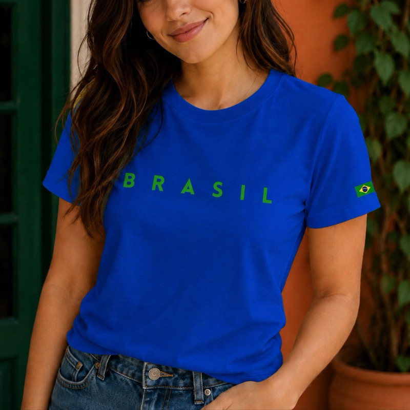 Camisa Camiseta Unissex Brasil Copa Do Mundo Bandeira Do Brasil 100% Algodão Leve E Macia