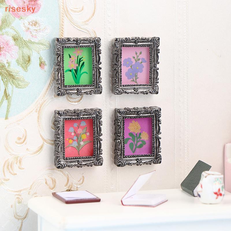 [risesky] 2 Peças Mini Casa De Bonecas Em Miniatura 1 : 12 Moldura Antiga Manny Pintura A Óleo Faça Você Mesmo Acessório