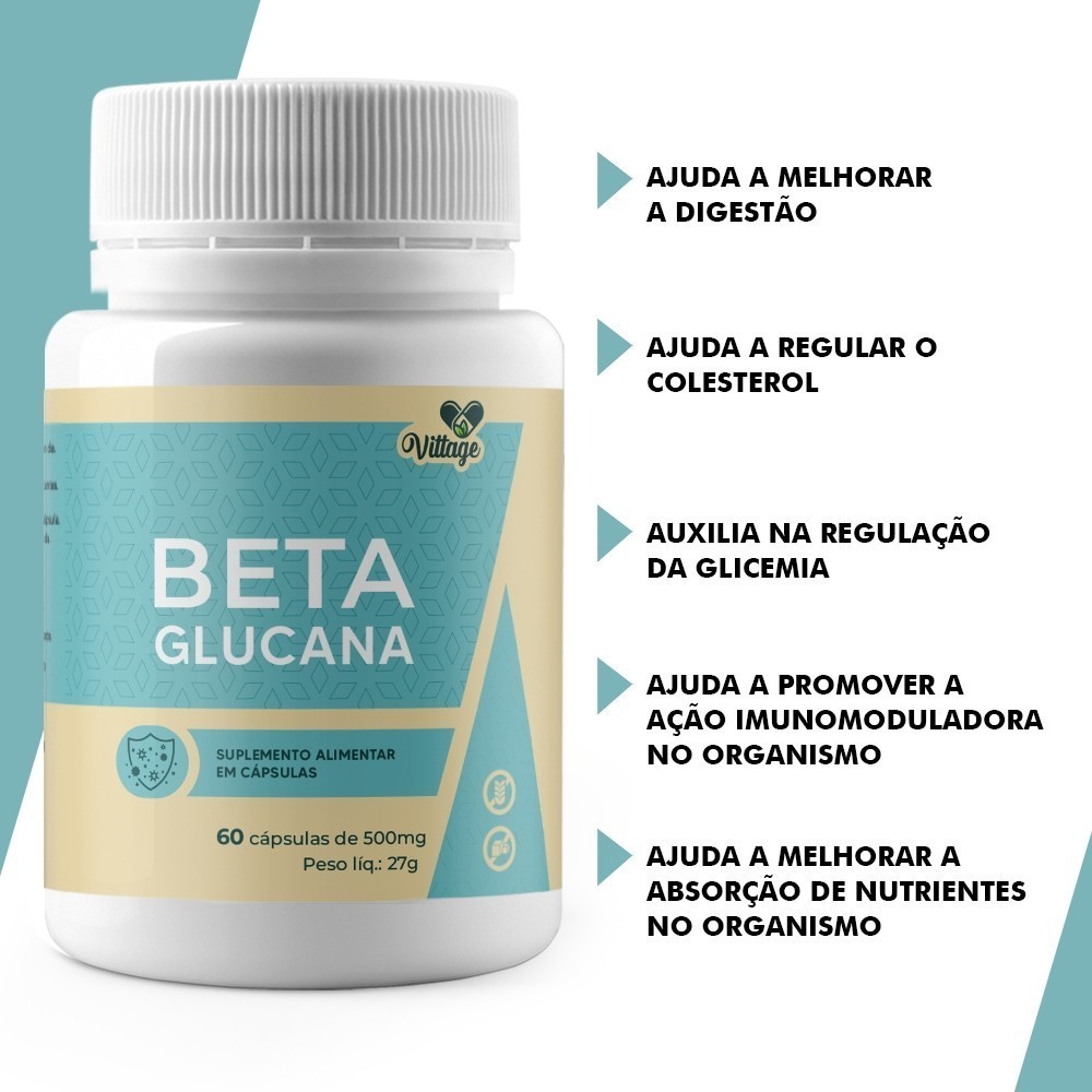 Detalhes do 3 Potes Beta Glucana 500mg T/180caps VITTAGE