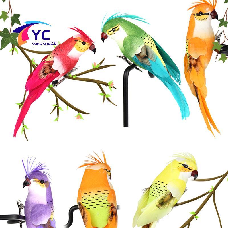 YCBR 1Pc Simulação Pena Pássaros Com Clipes Para Jardim Gramado Decoração Da Árvore Artesanato Estatuetas Casa Ornamento