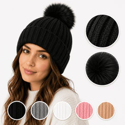 Touca Gorro De Lã Antialérgica Feminina Forrada De Pelinho com Pompom