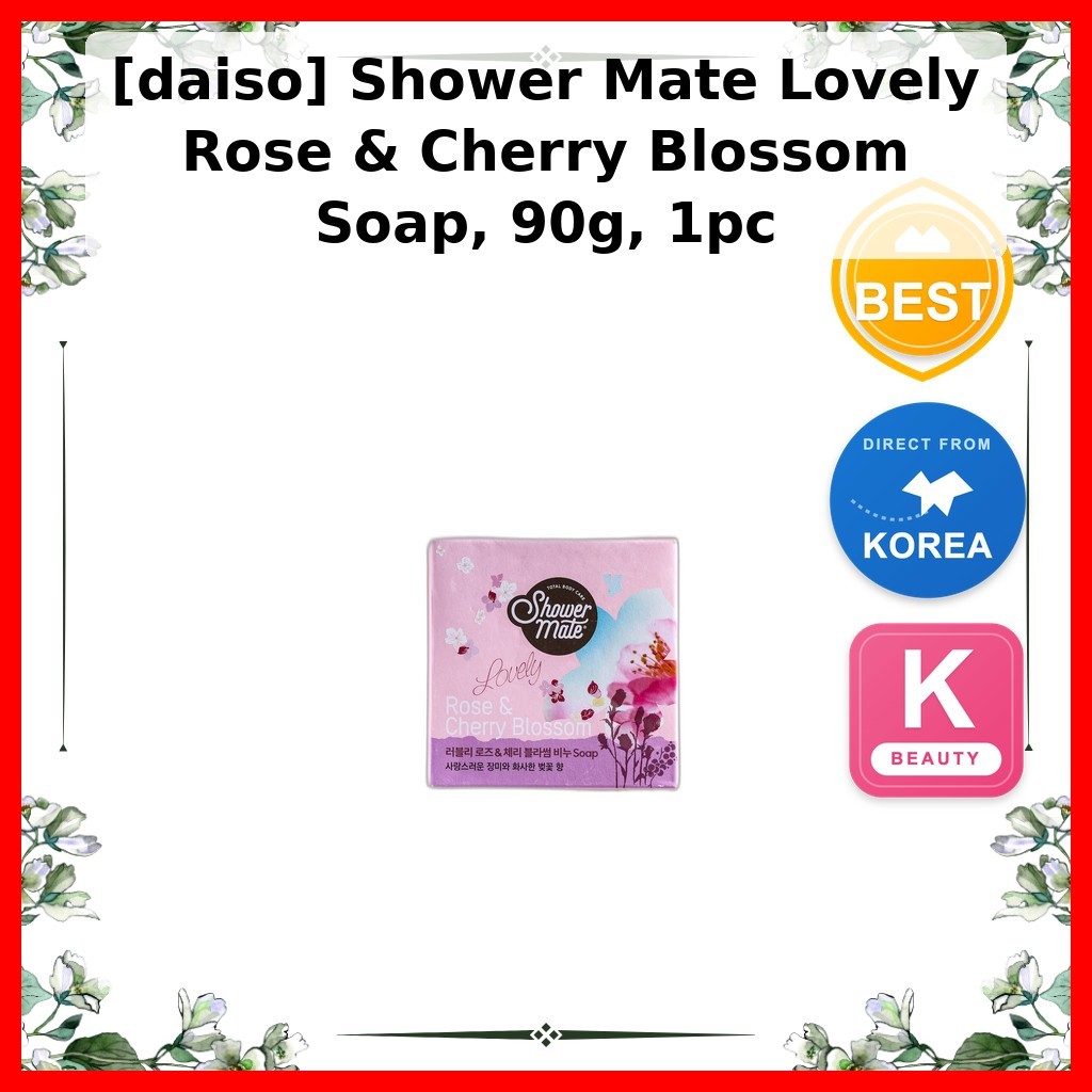 [daiso] Sabonete Shower Mate Lovely Rose & Cherry Blossom , 90g , 1 Unidade/Coreano/Aroma Floral Da alltea