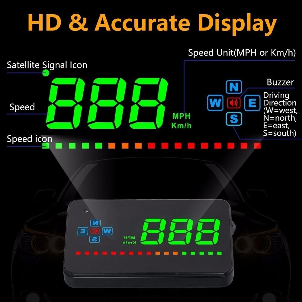 A2 HUD 3.5 Polegadas GPS Carro Head Up Display Velocidade Alarme Bússola Pára-Brisa Projetor Velocímetro via Satélites