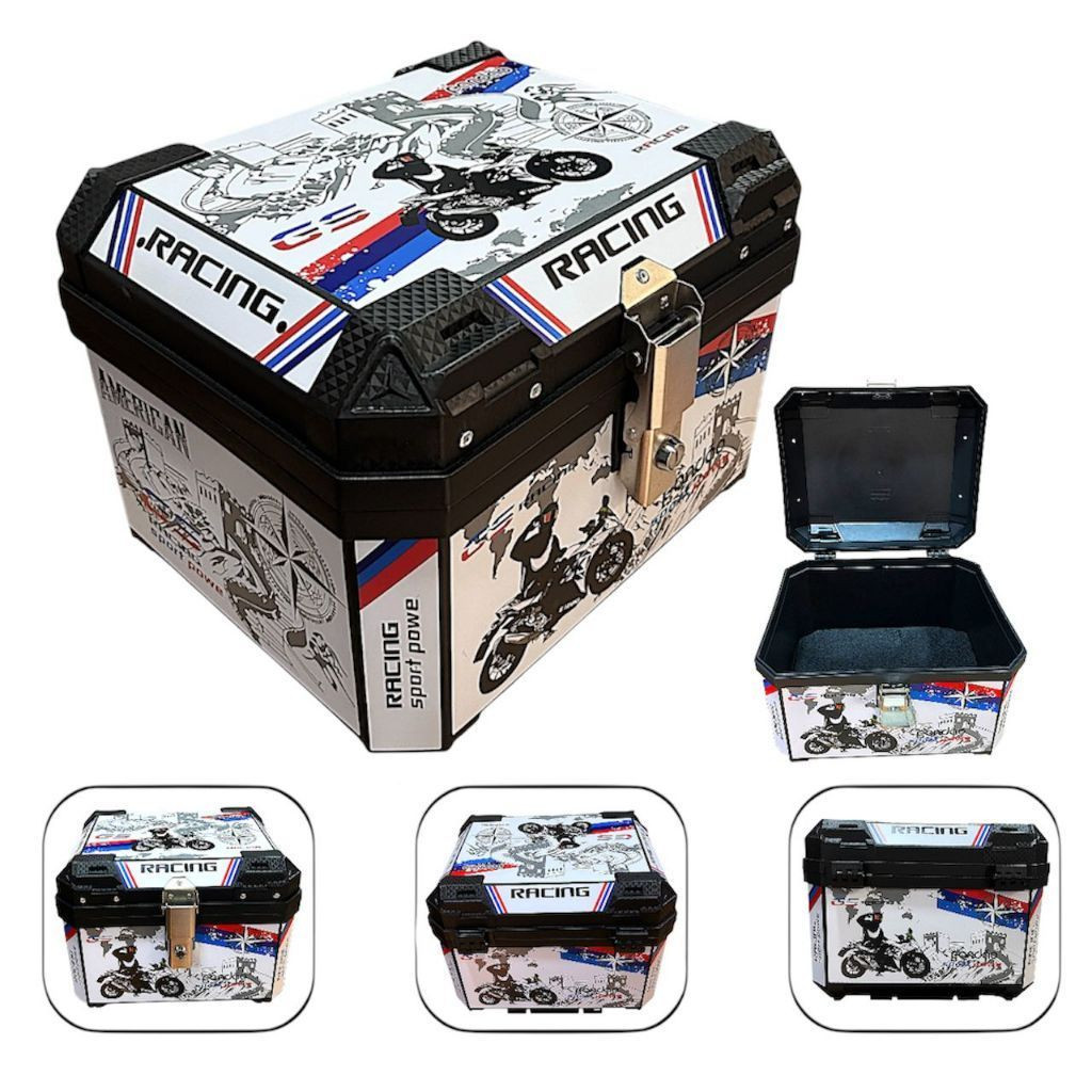 Baú Bauleto para Moto 45 litros Universal Base Kit Fixação Completo Trava Anti Furto · foto 2