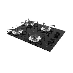 Cooktop a Gás Terim 4 Bocas Vidro Temperado Preto com 6 Apoios Embutido Bivolt