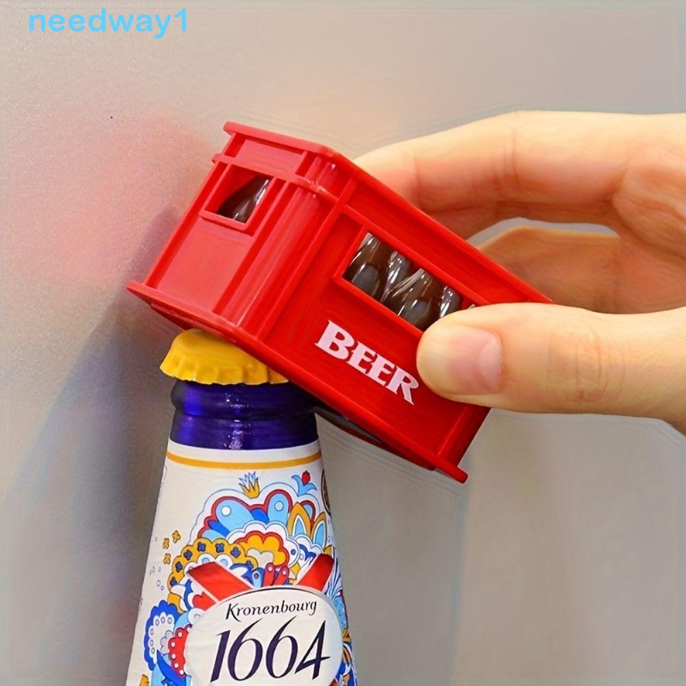 NEEDWAY Abridor De Bebidas Em Forma De Caixa De Cerveja , Garrafa Portátil De Plástico , Adesivo Criativo Para Geladeira