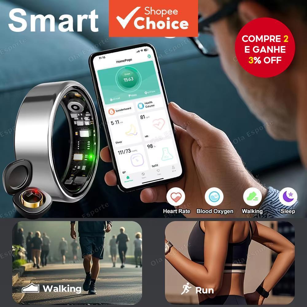 Masculino Feminino Anel Inteligente À Prova Dwaterproof Água Vários Modos Esportivos Multi-Função Anéis De Fitness Monit