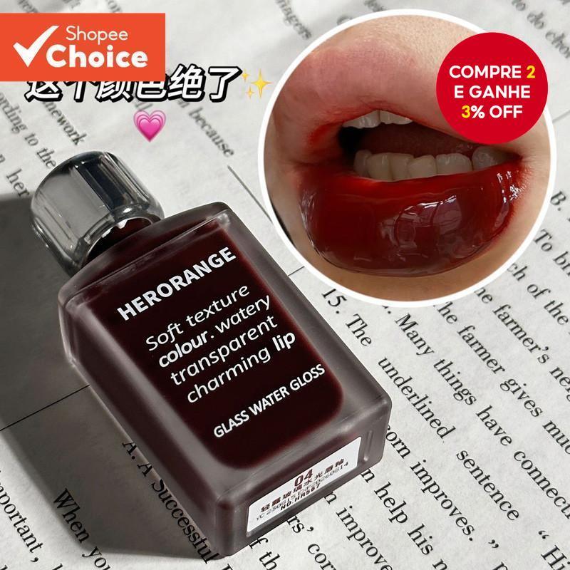Herorange ~ suco brilho de água espelho brilho labial luz hidratante hidratante vidro brilho labial festa de estudante m