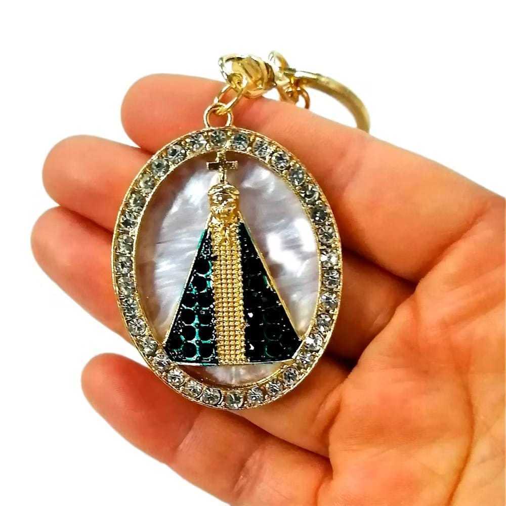Kit 1/2/3/6/12 Unidades Chaveiro Nossa Senhora Aparecida/Espírito Santo de Metal Delicado com Strass