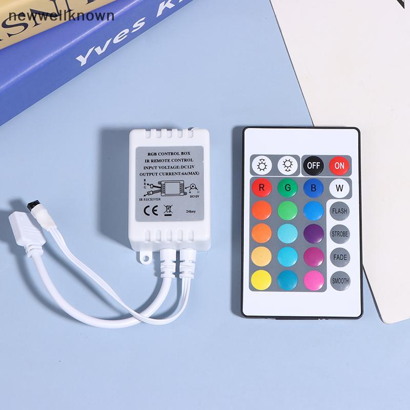 [newwellknown] Caixa De Controle LED RGB 24 Teclas IR Remoto Dimmer DC12V Para 3528 5050 Strip Nwk