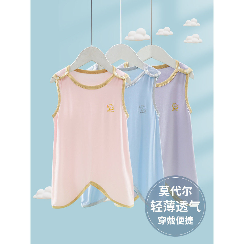 Bebê bebê verão sem mangas macacão saco de dormir Modal seda gelo desossado respirável camisola masculino feminino pijam