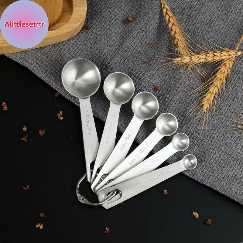 Tlesettrtr Colher De Medição De Aço Inoxidável 1/5/6 Peças Conjunto Com Escala Régua Cozinha Café Cozinhar Ferramenta Co