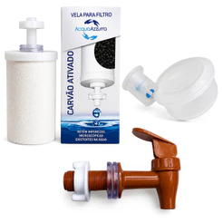 Kit Vela Filtro de Barro Carvão Ativado + Boia Dosadora + Torneira Escolha Seu Kit