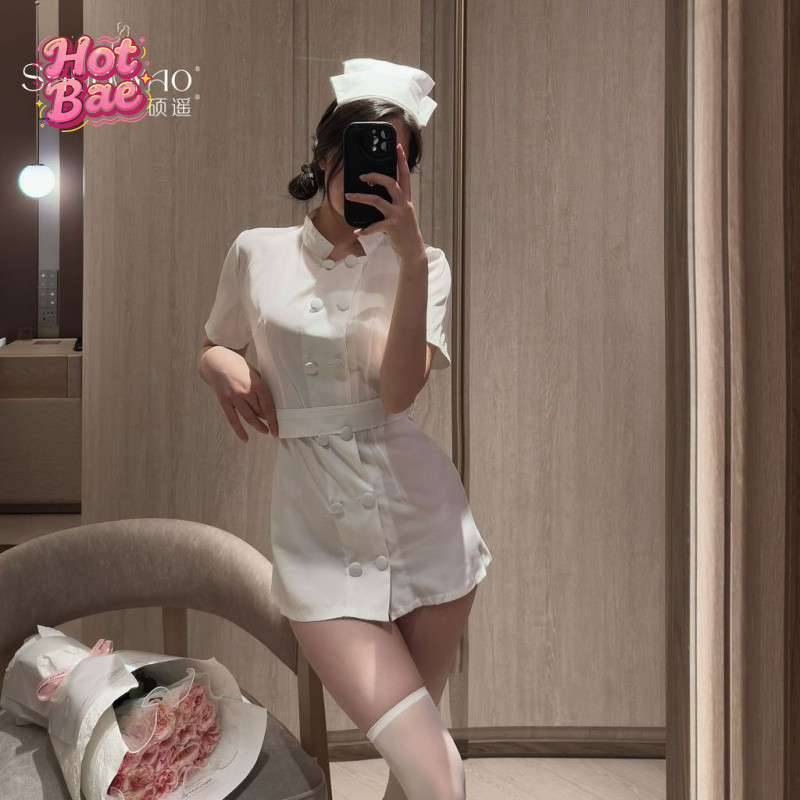 Shuoyao Lingerie sexy Cosplay sexy enfermeira uniforme oco nádegas uniforme tentação feminino decolagem livre puro desej