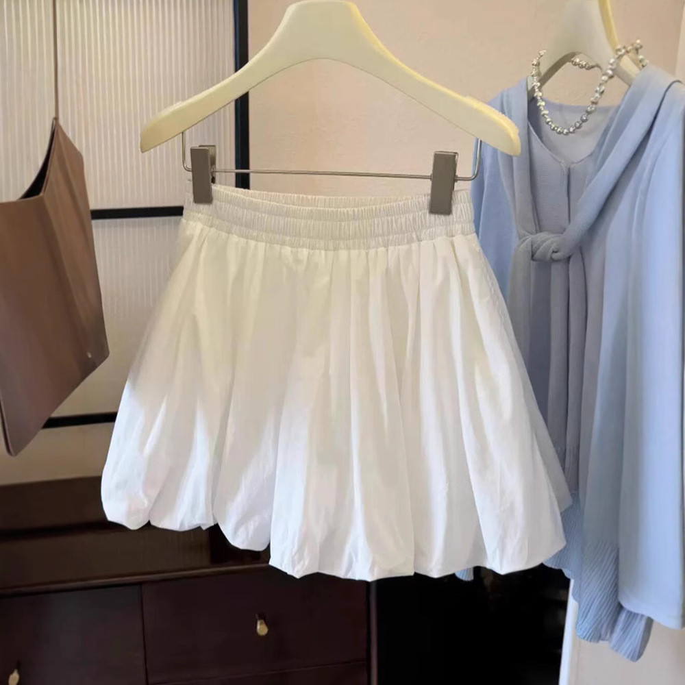 Ballet estilo Preppy saia branca feminina verão 2026 novo estilo de venda quente pequena cintura alta a linha Bud Culott